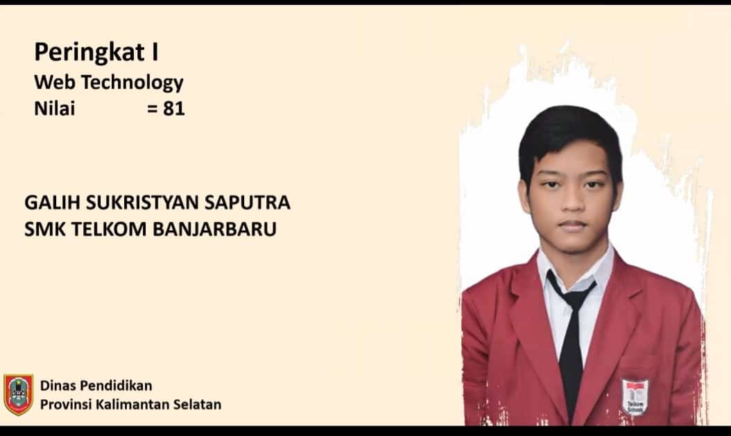 Juara 1 Web Technology Lomba Kompetensi Siswa Tingkat Provinsi Kalimantan Selatan 2021
